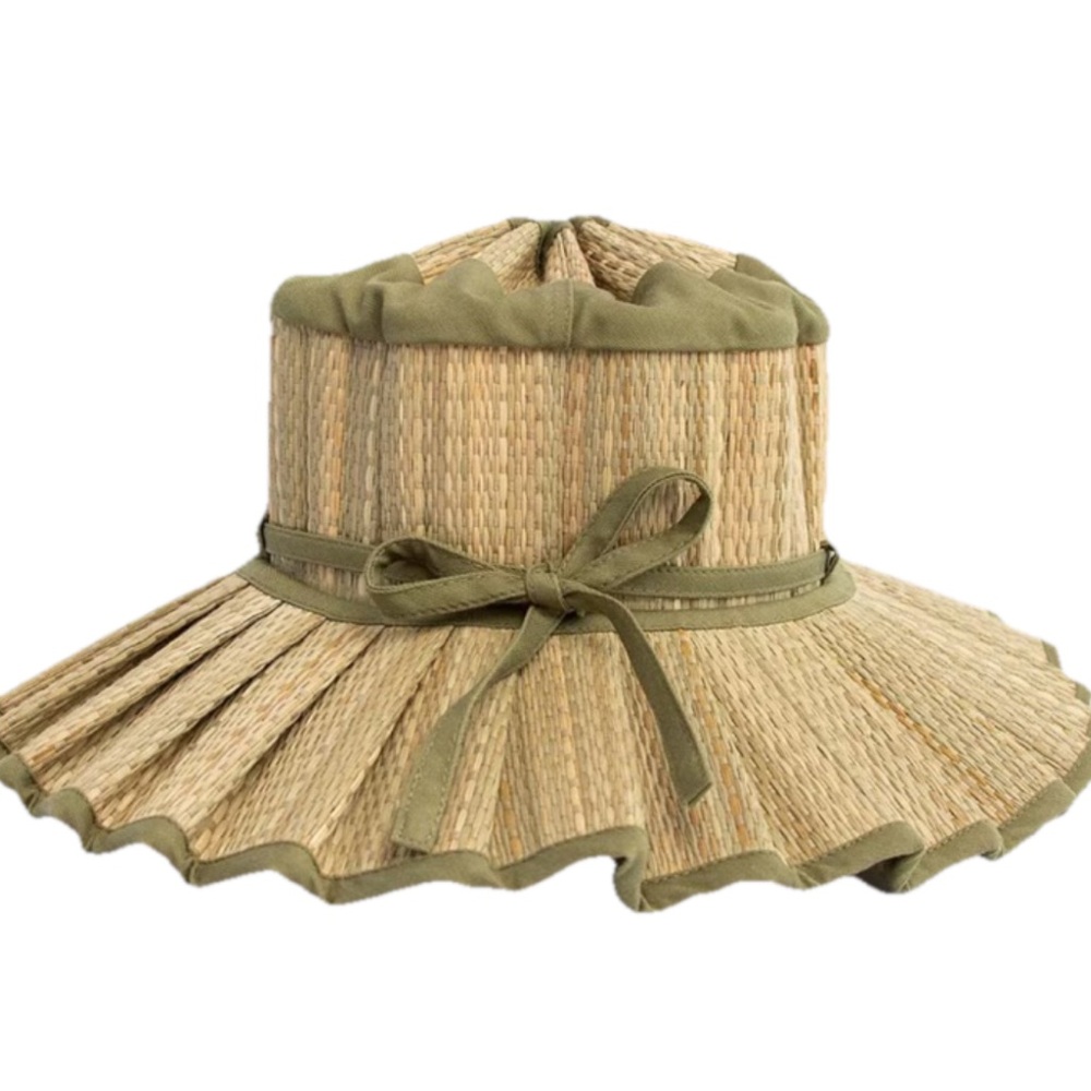 Lorna Murray Olive Grove Vienna Straw Foldable Sun Hat Sz M With Pleats And Ties